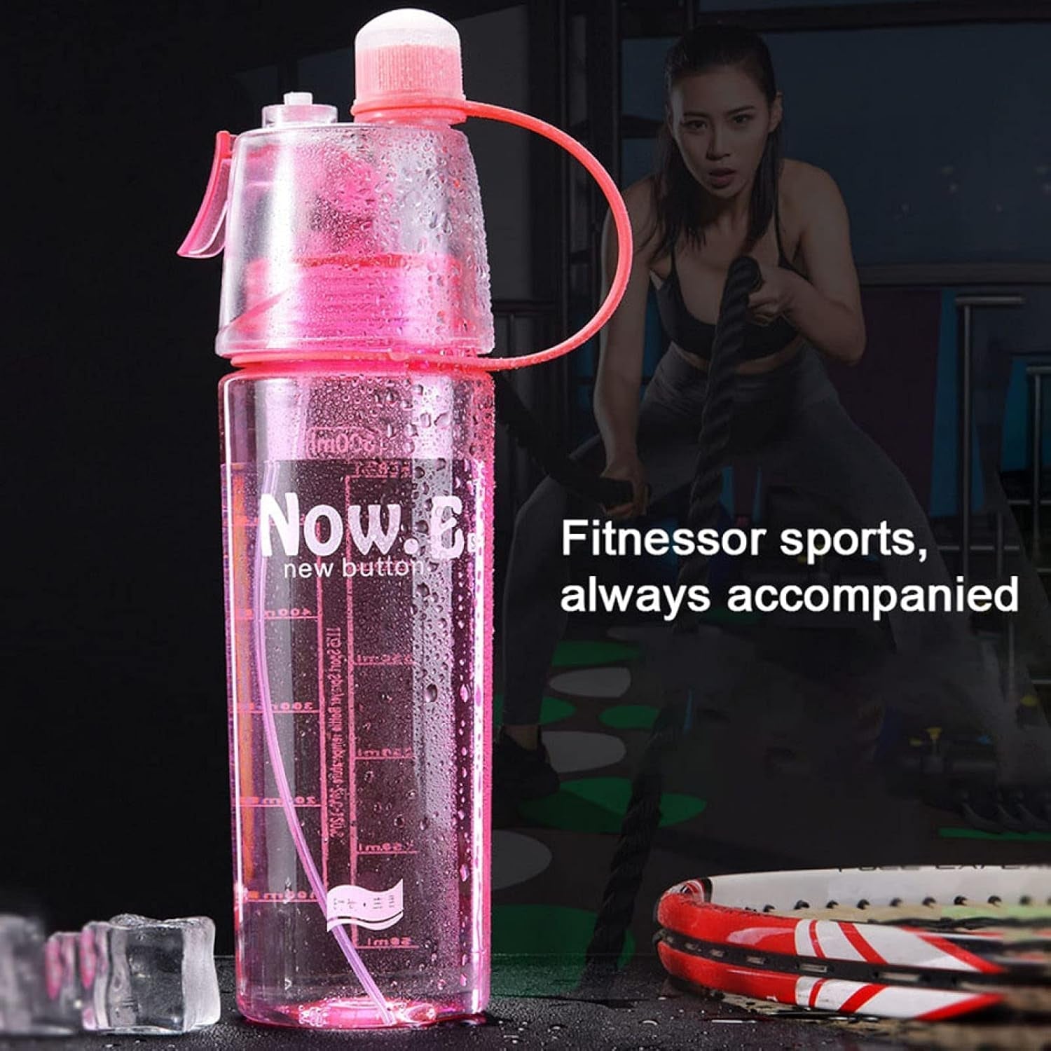 Customize Plastic 2 In 1 Mist Spray Water Bottle (Multicolor / 400 ML / 1 Pc)