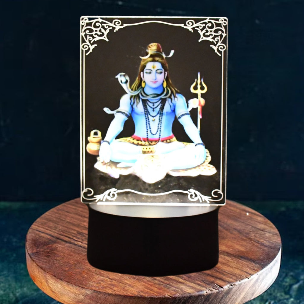 Beautiful 3D Lord Shiva Frame with Soft White Light (1 Pc)