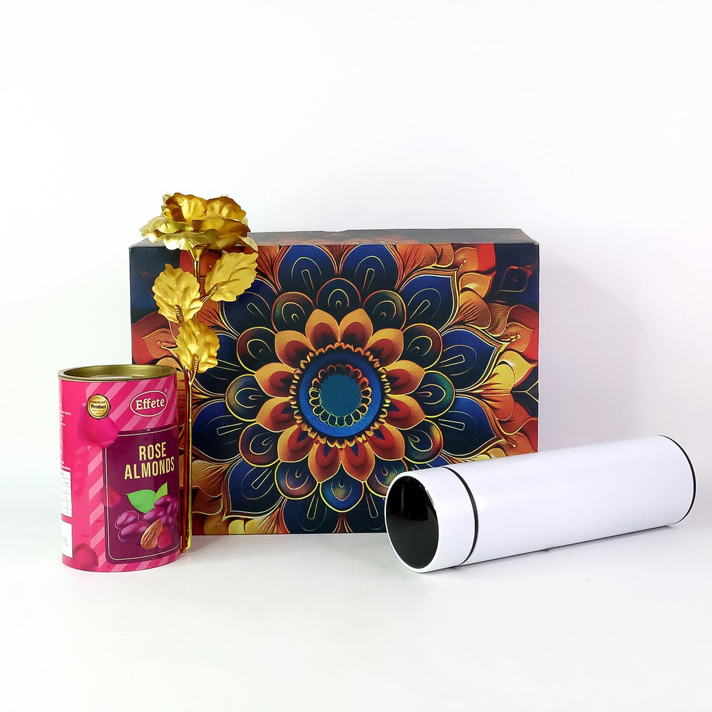 Effete Rose Almonds Gift Hamper, Golden Rose With Bottle (3 Pc Set)