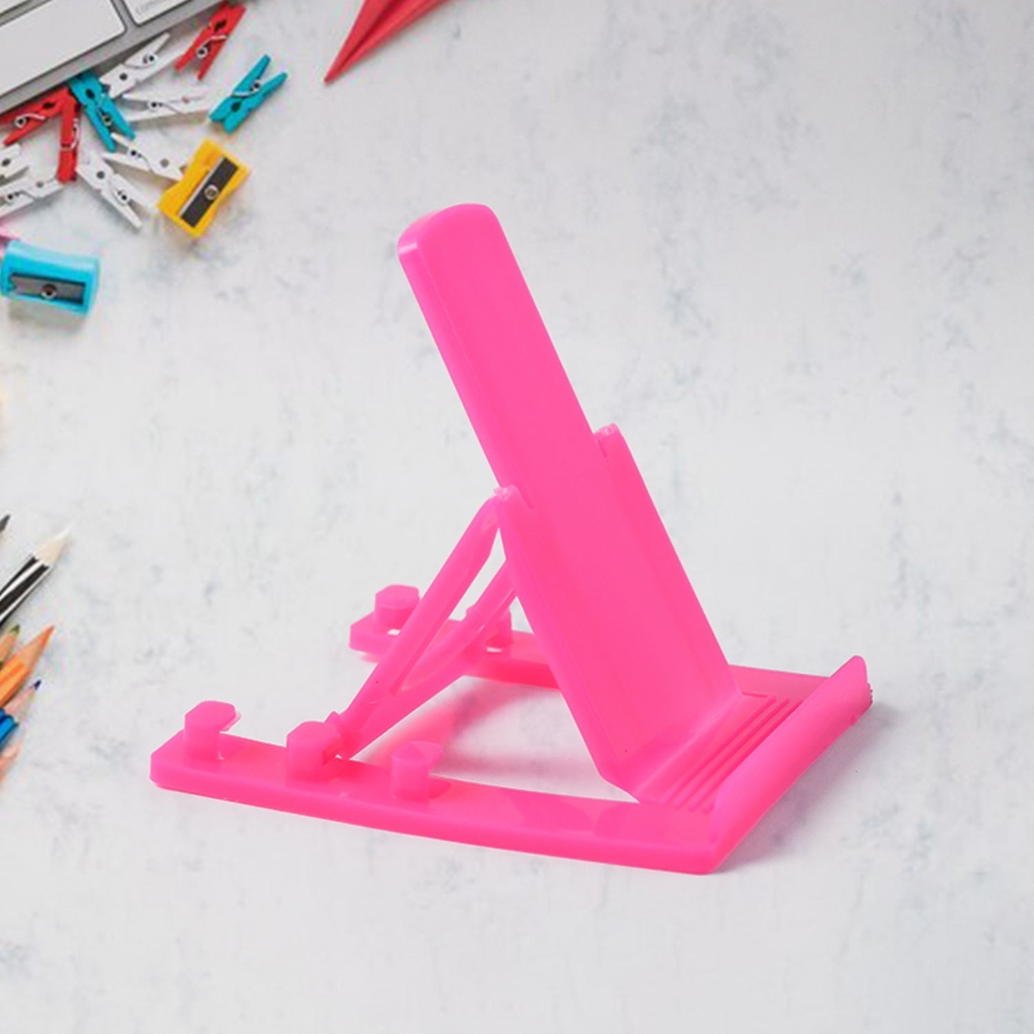 Customized / Personalized Adjustable Foldable Plastic Mobile Phone Stand Holder (1 Pc)