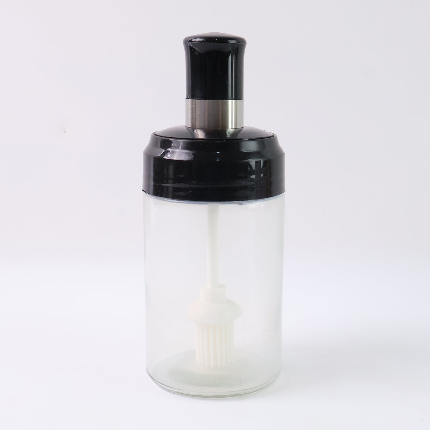 Clear Glass Oil Dispenser Bottle with Integrated Silicone Basting Brush (250ml Approx)