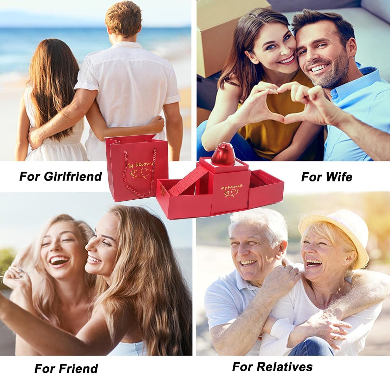 Christmas Gifts for Women Rose Ring Box Jewellery Box Eternal Rose Necklaces Box Wedding Valentine's Day