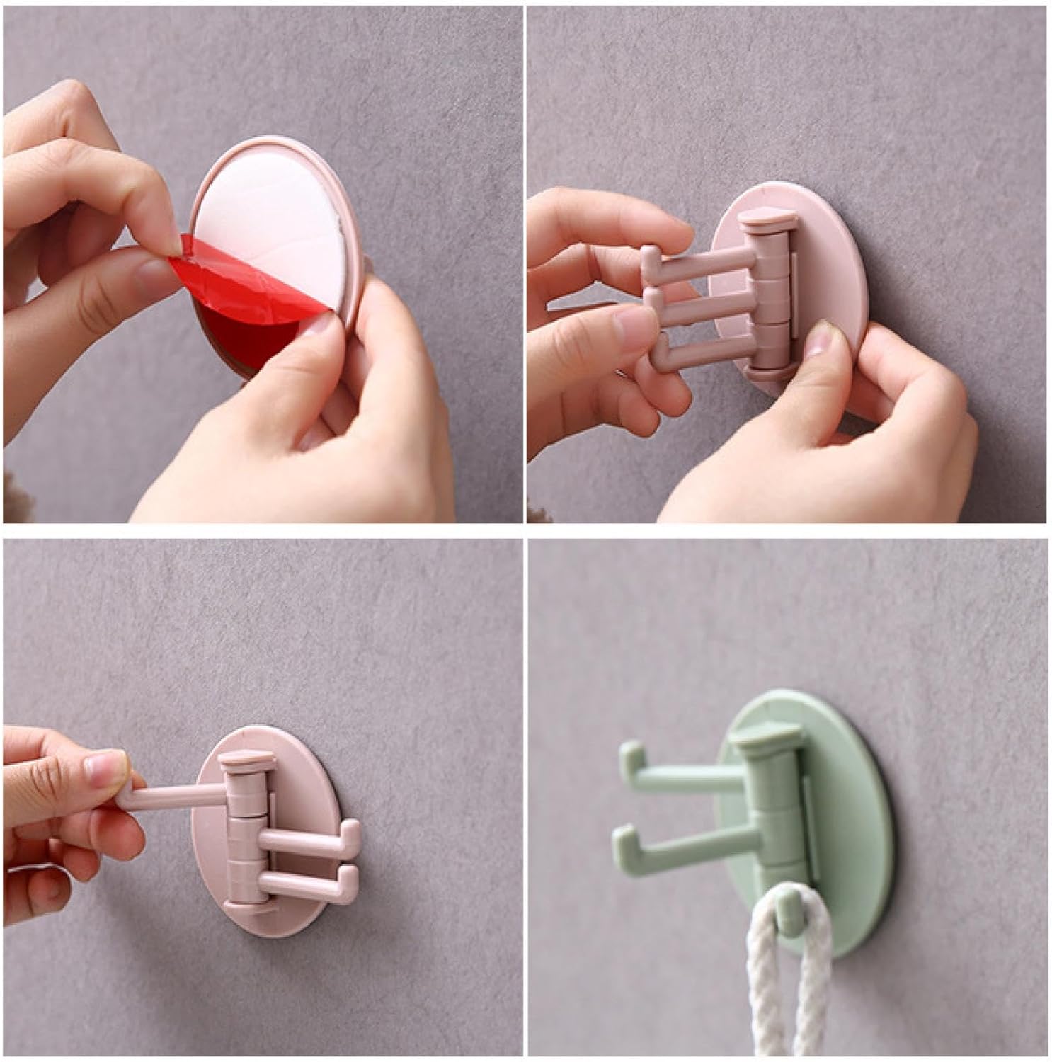 180° Rotating Punch-Free 3-Hook Sticky Hook – 1 Pc