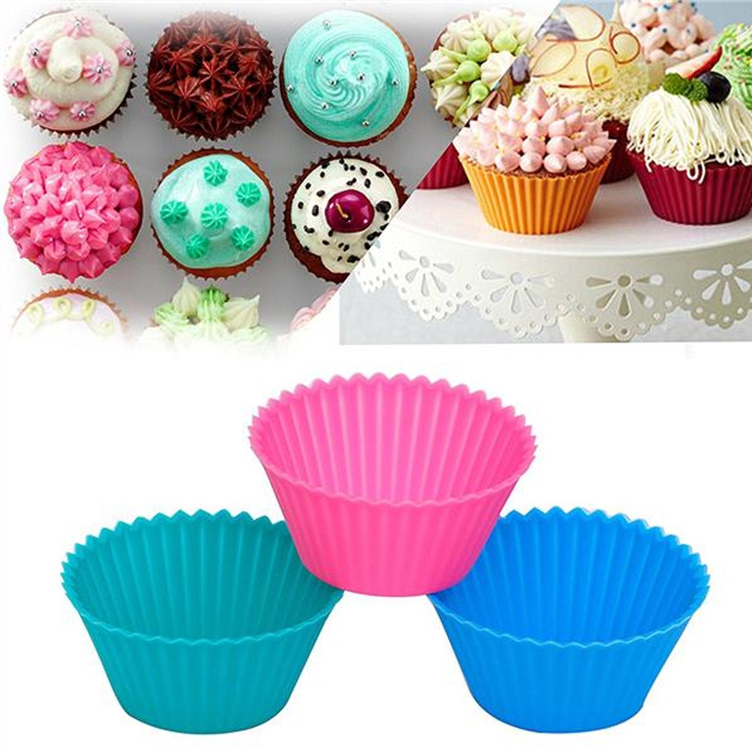 Silicone cupcake Shaped Baking Mold Fondant Cake Tool Chocolate Candy Cookies Pastry Soap Moulds, Diwali (6 pc)