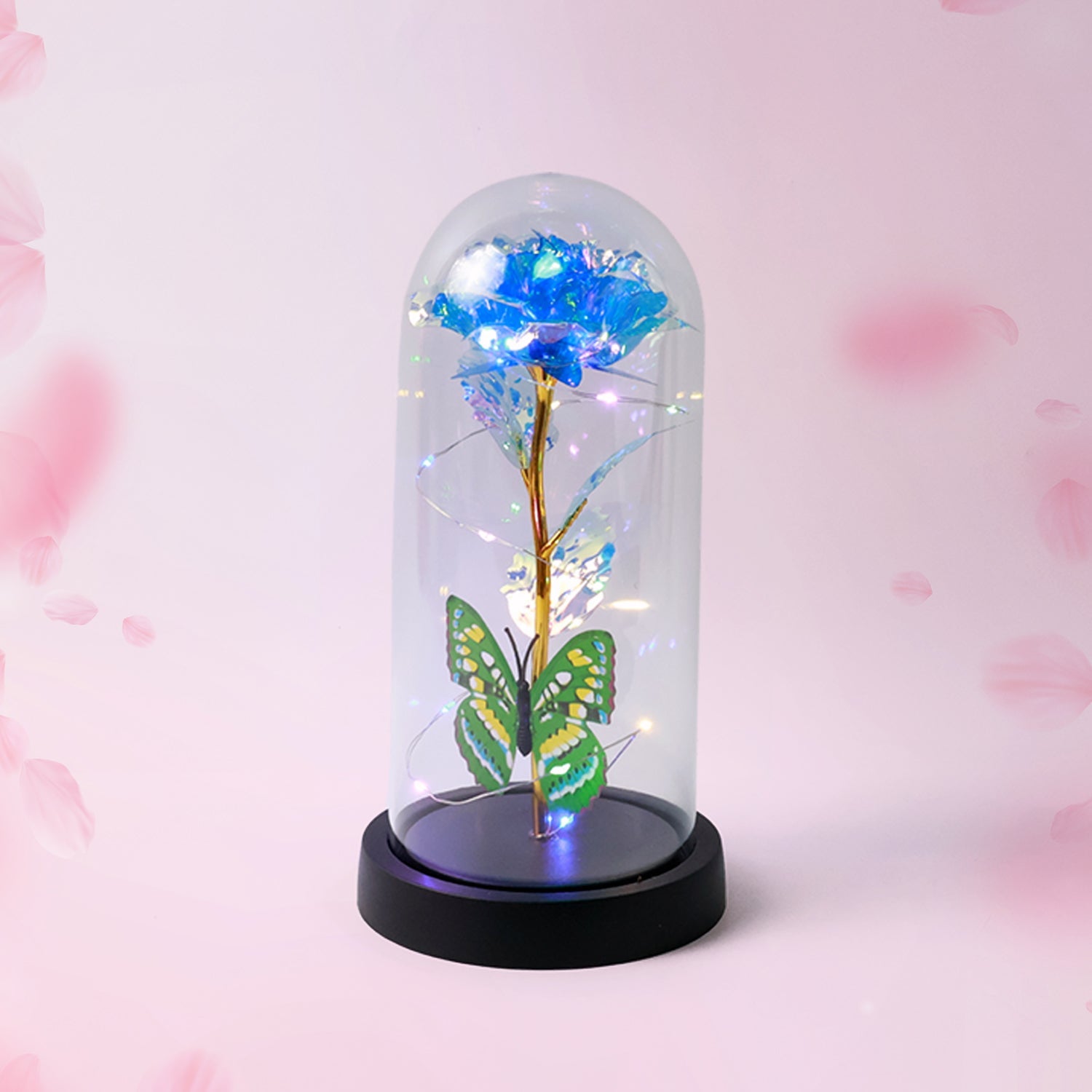 LED-Powered Eternal Rose in plastic Dome (1 Pc / Battery not Included)