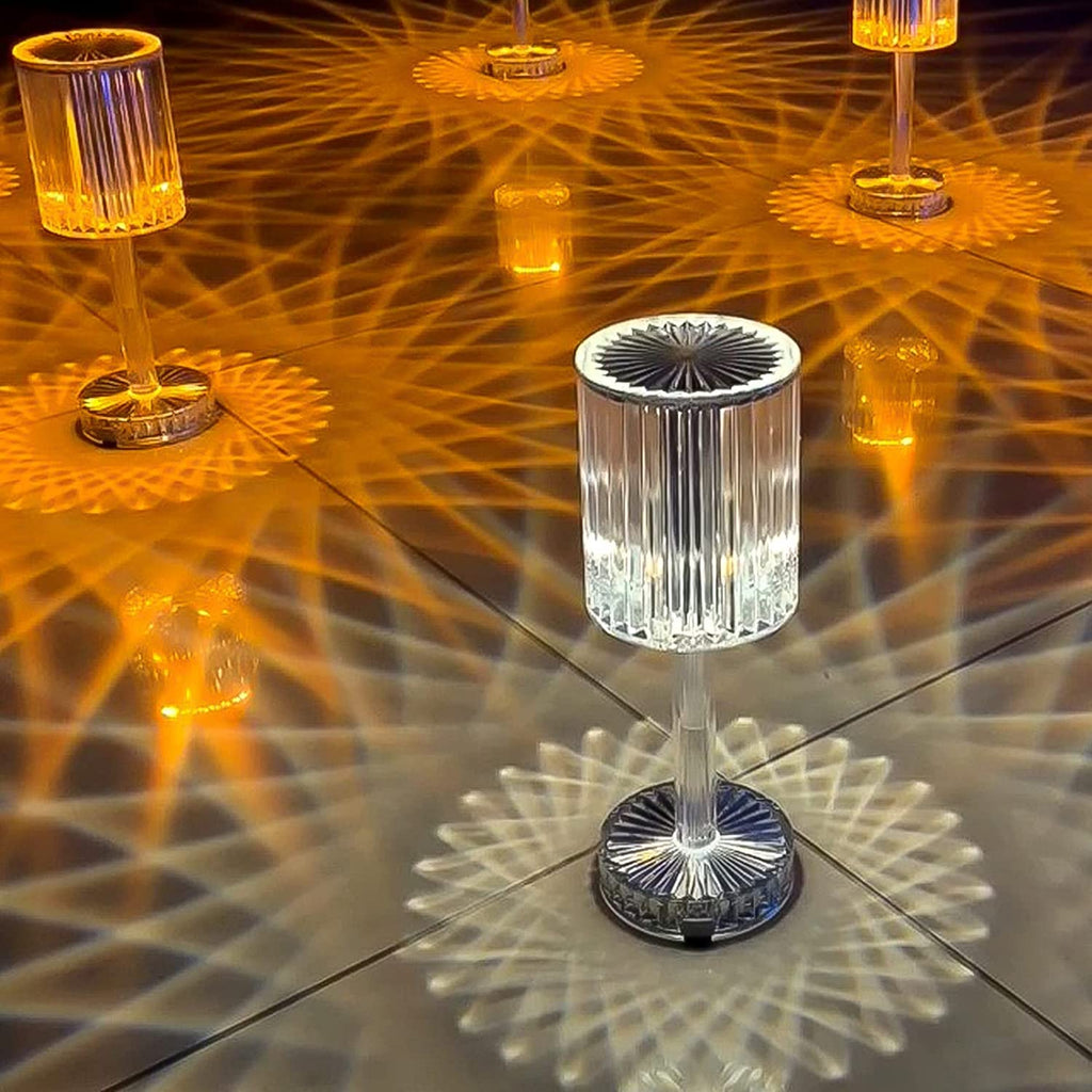 Crystal Table Lamp , Touch Control Atmosphere Nightstand Lamp With USB Charging Line