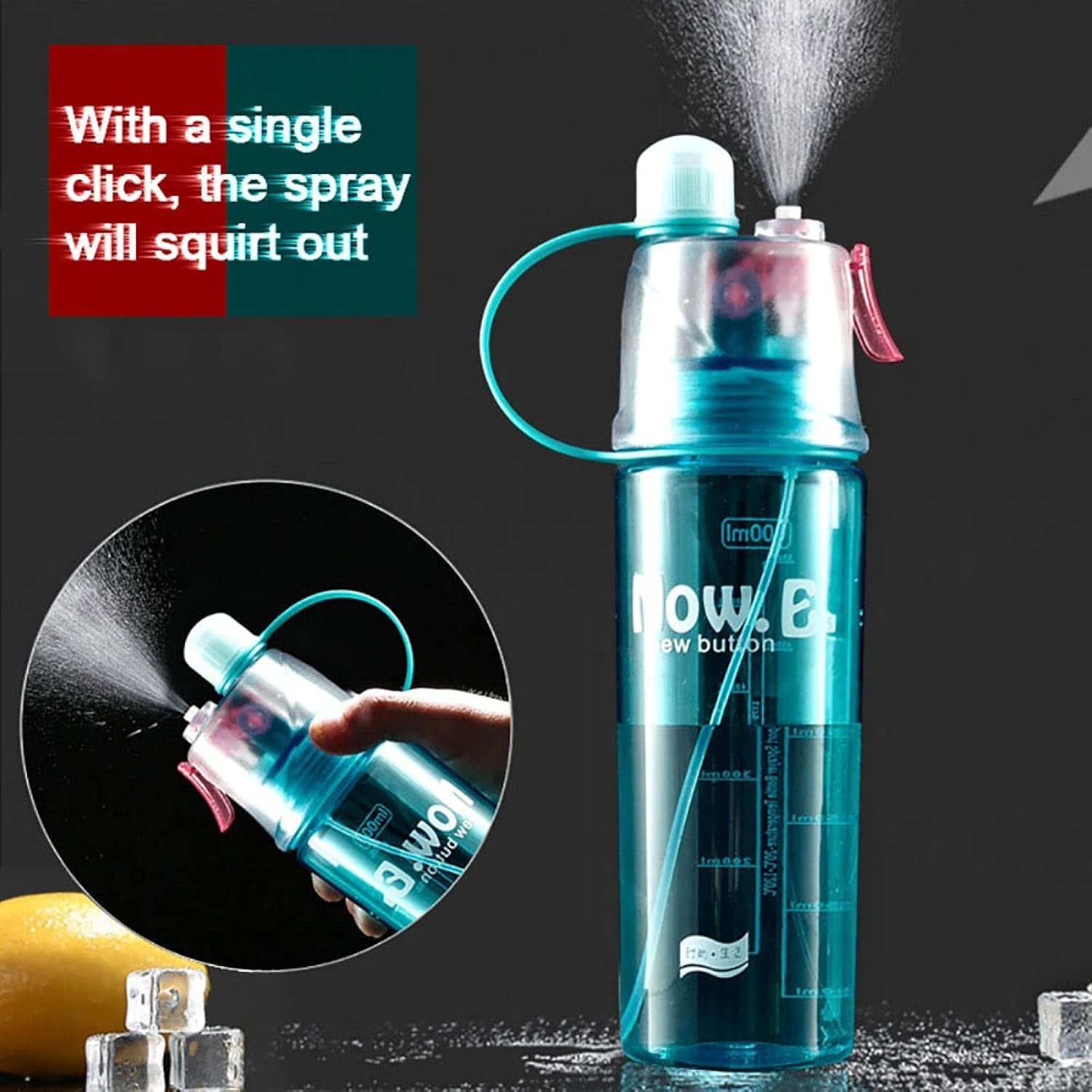Customize Plastic 2 In 1 Mist Spray Water Bottle (Multicolor / 400 ML / 1 Pc)