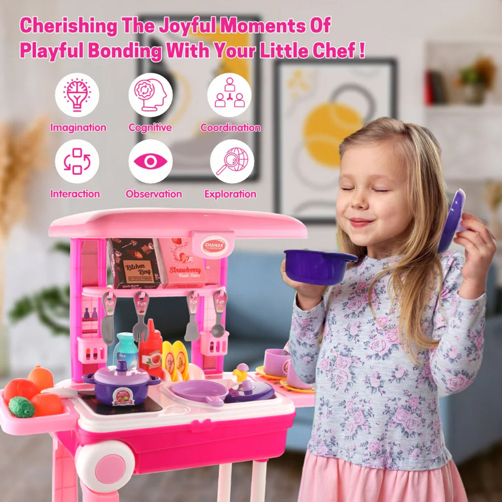 3-in-1 Kitchen Set for Kids with Suitcase – Role Play Cooking Toy for Girls & Boys (3+)