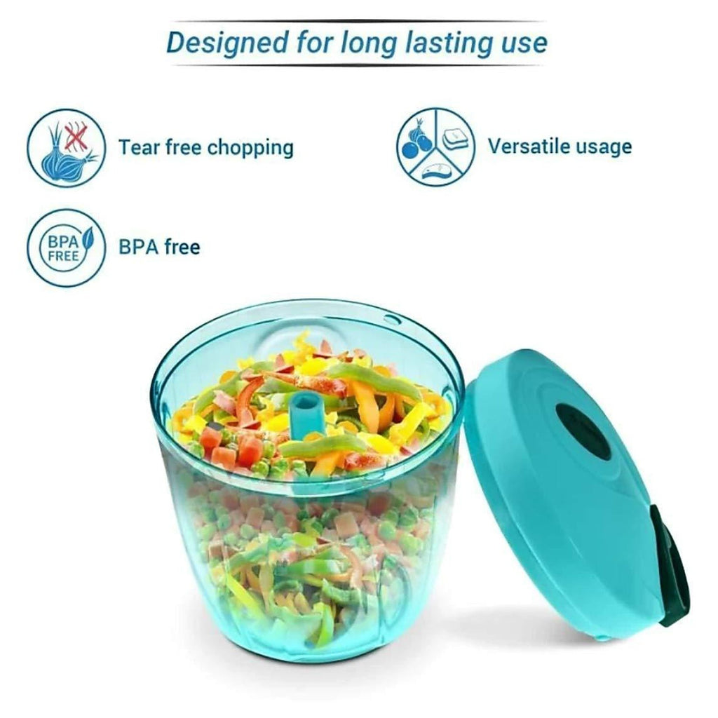 Manual Stainless Steel Vegetable Chopper – Compact, Extra Sharp with 5 Blades