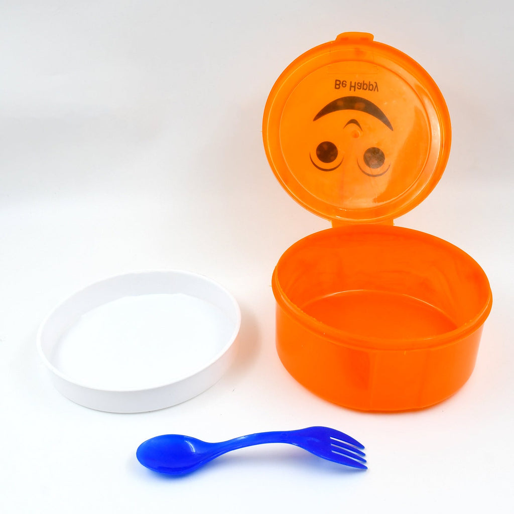 Smily Plastic lunch box, Small Box With 2in1 Spoon pack of 1