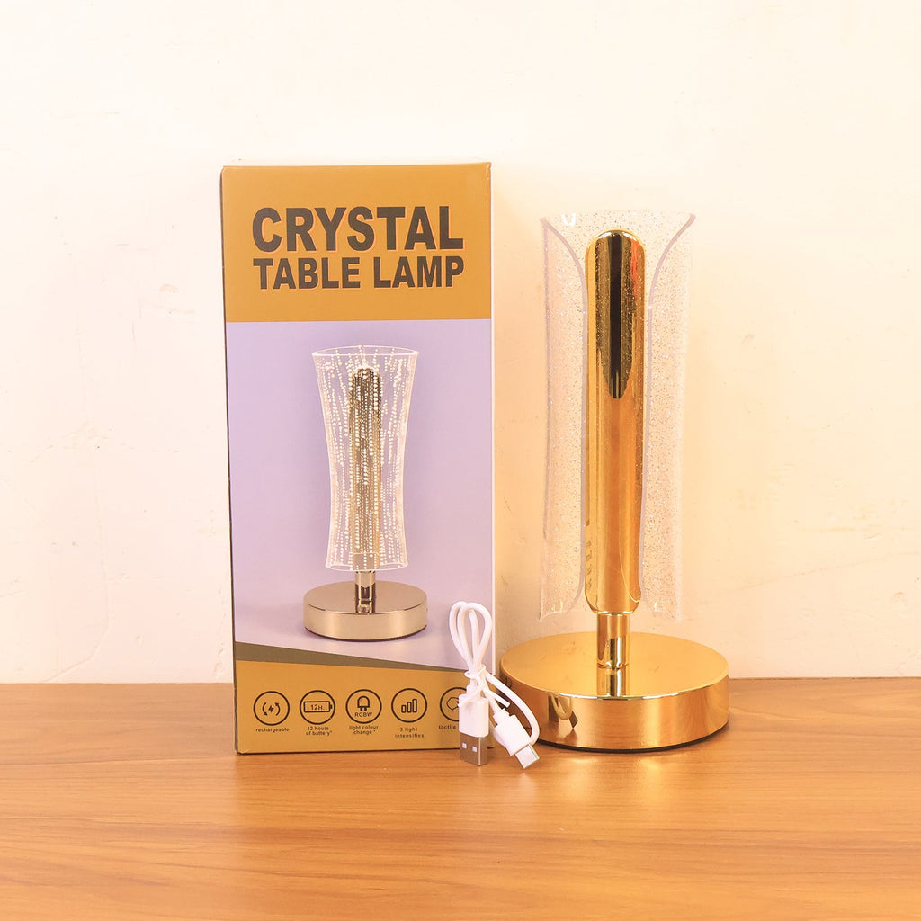 Luxury Tall Cylindrical Crystal Table Lamp (1 Pc)