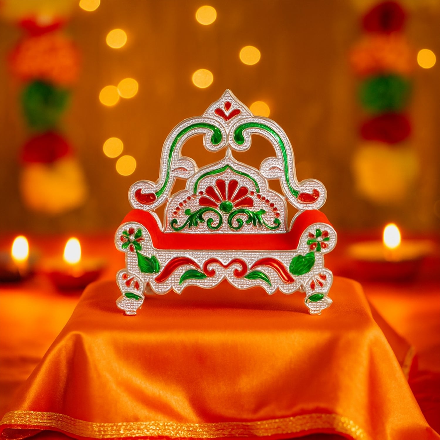 Plastic Decorative Small Singhasan for Laddu Gopal, Krishna Ji or Ganesha Idol (1 Pc)