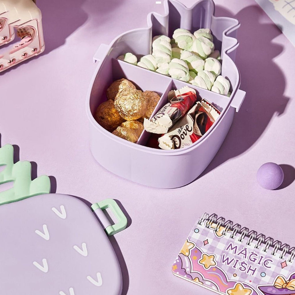 Customize Kids Lunch Box Cute Pineapple Shaped Bento Box with Fork Spoon Snack Container Microwave Portable Office Lunch Box (1 Pc / With Spoon, Fork & Color Box)