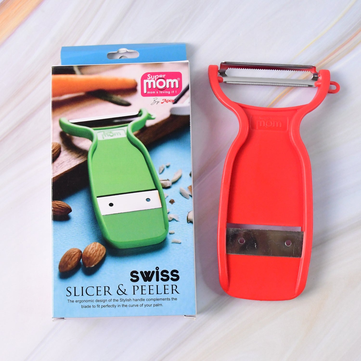 Supermom Swiss 2-in-1 Slicer & Peeler with Ultra Sharp Stainless Steel Blades