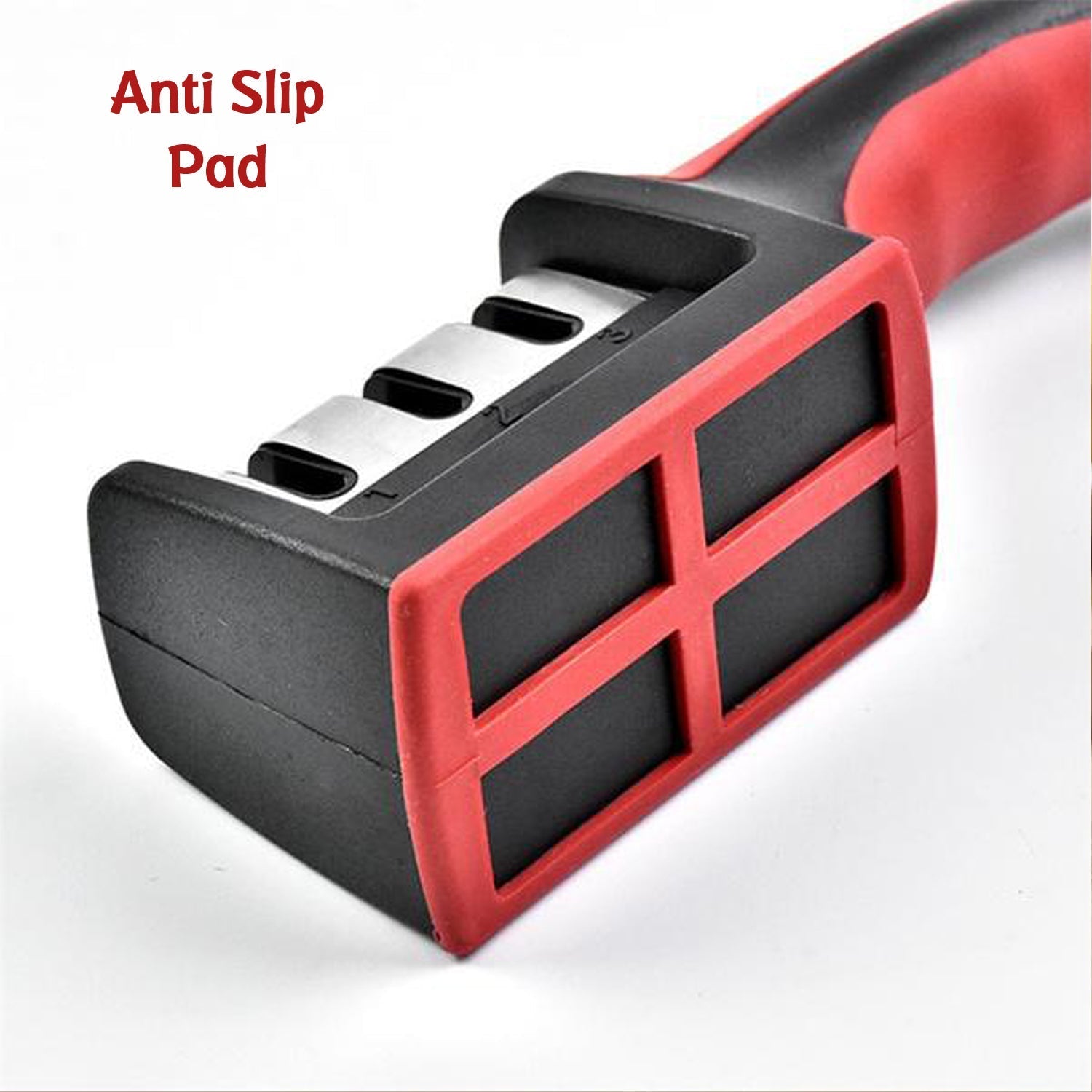 Manual Red & Black Knife Sharpener 3 Stage Sharpening Tool for Ceramic Knife and Steel Knives.