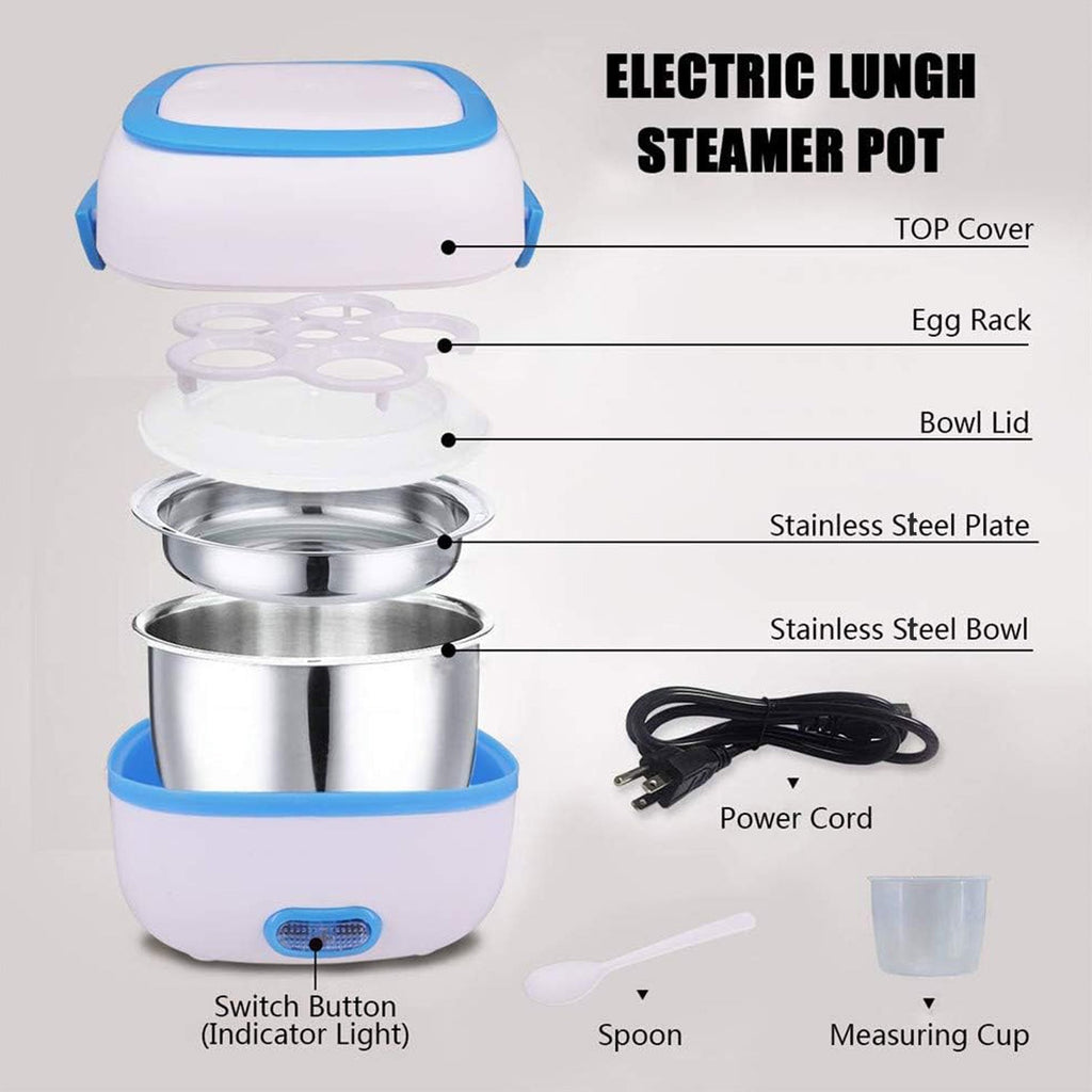 Customize Electric Lunch Box Portable Food Warmer Food Heating Lunch Box Removable Food-Grade Stainless Steel Compartments, 220V 200W, for Car, Truck, office 