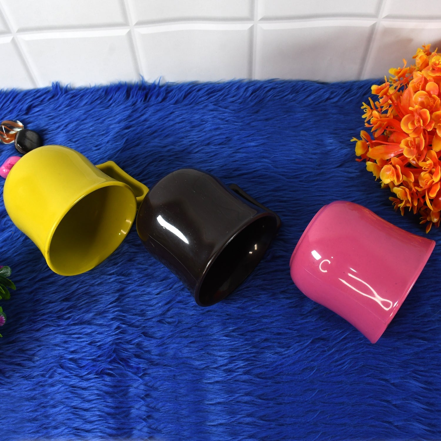 Customize Premium Plastic Coffee / Tea Cups / Mug with Handle (1 Pc / Loose / Mix Color)