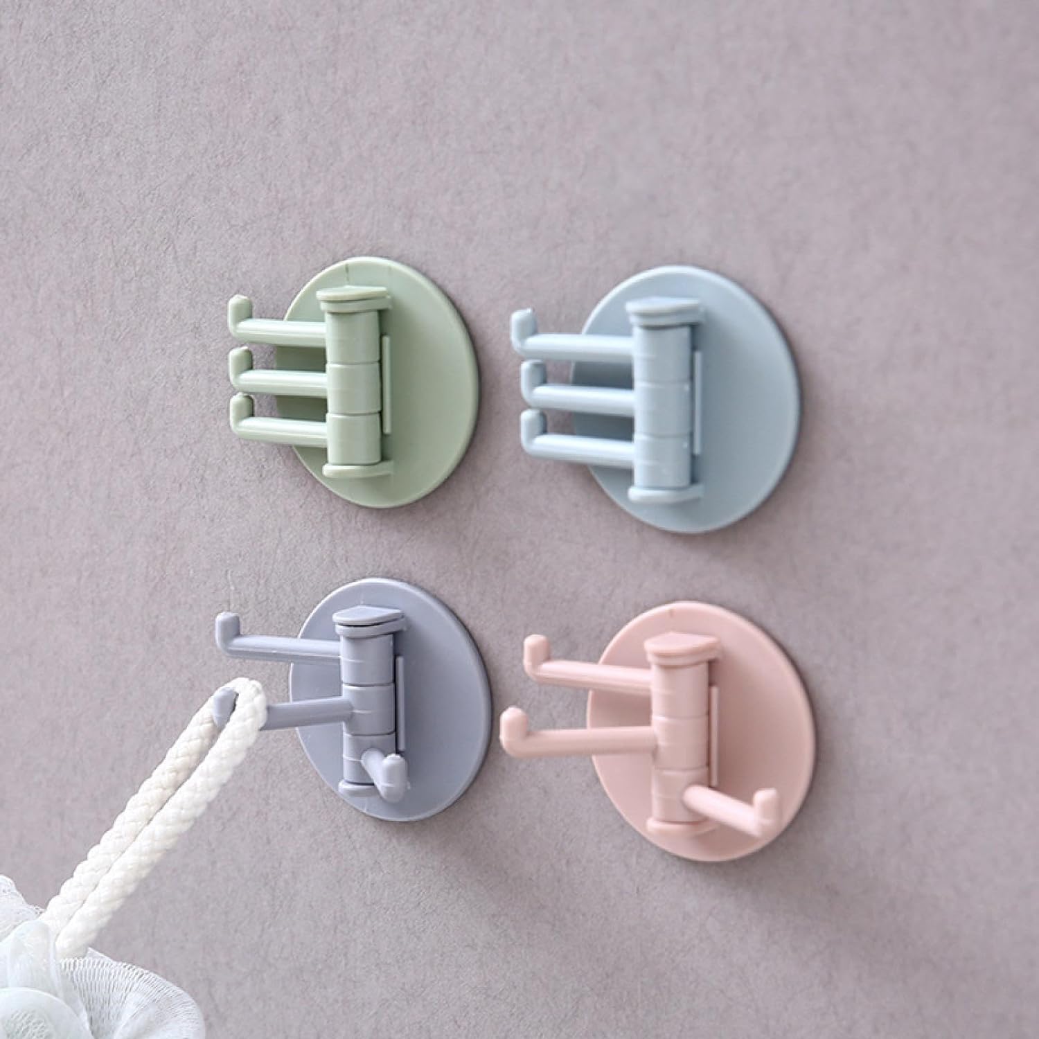 180° Rotating Punch-Free 3-Hook Sticky Hook – 1 Pc