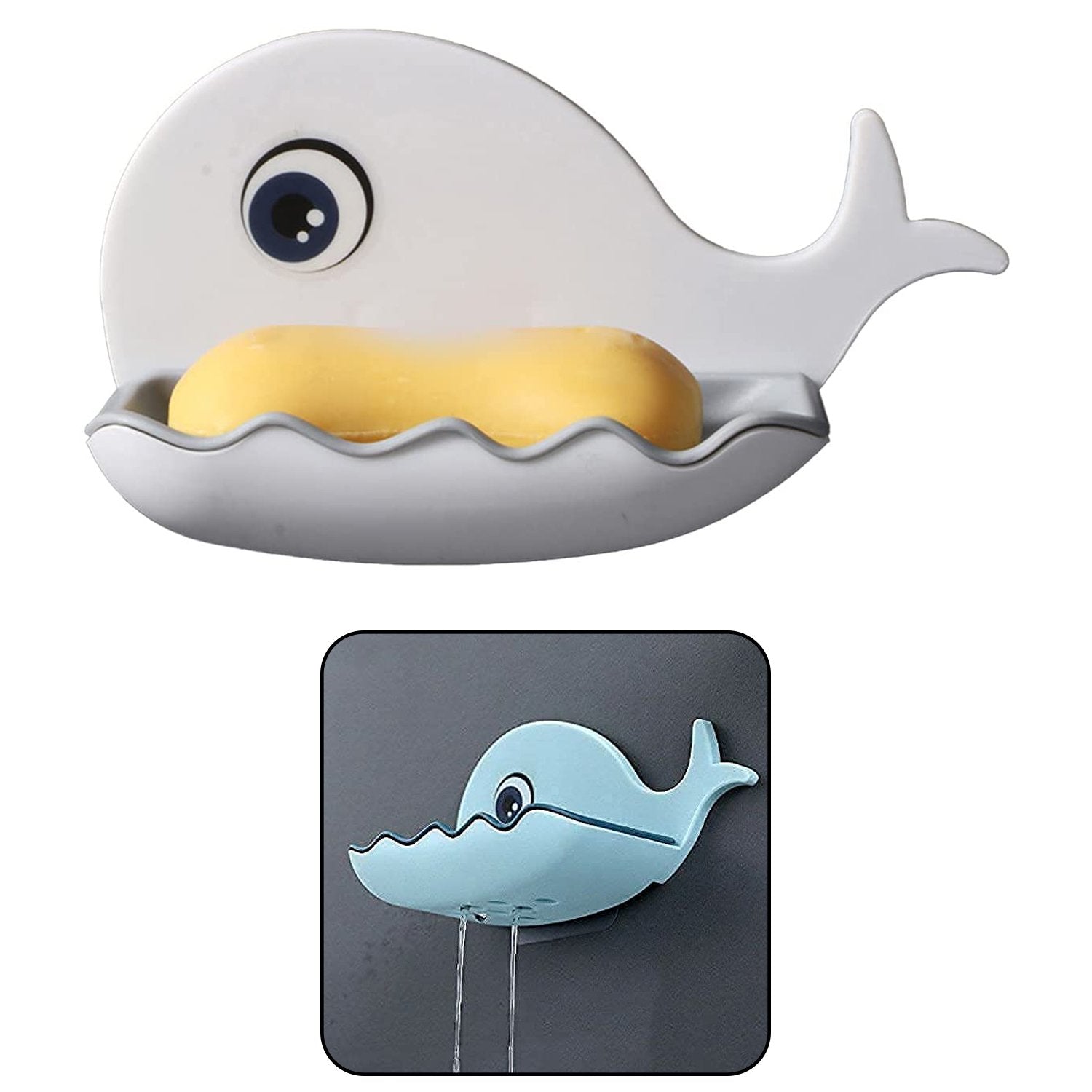 Fish Shape Wall-Mounted Double Layer Soap Holder for Bathroom & Kitchen