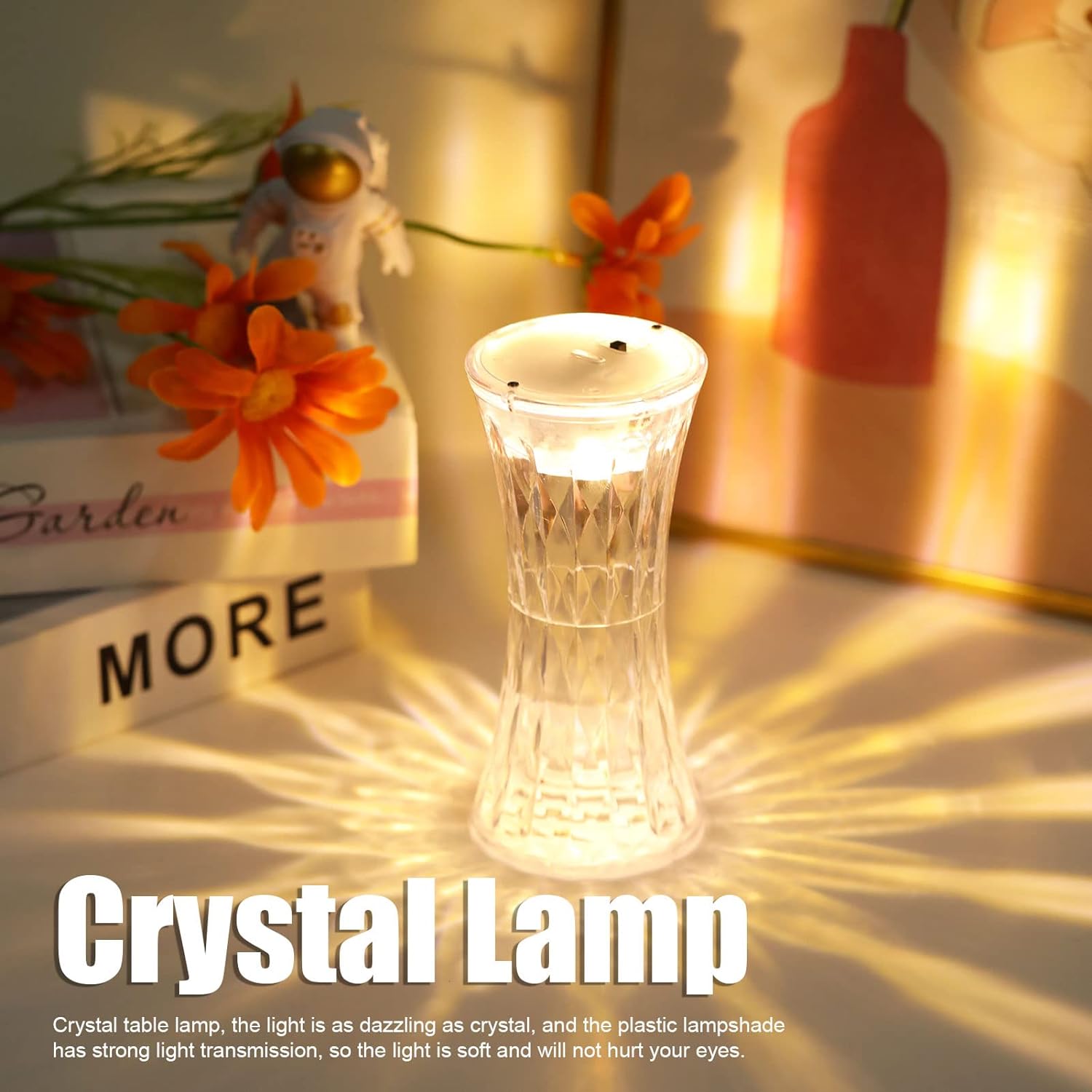 Crystal Table Lamp – Universal Soft Night Light & Study, Bedroom, Office & Children's Room, Diwali (1 Pc)
