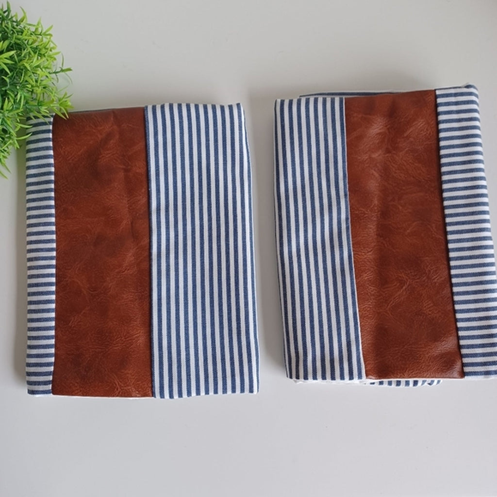 Pillow Covers, leather & cotton Cushion Covers (20 × 20 Inch / 1 Pair / 2 Pc)