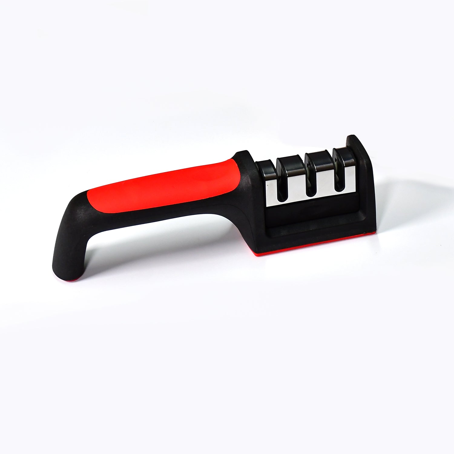 Manual Red & Black Knife Sharpener 3 Stage Sharpening Tool for Ceramic Knife and Steel Knives.