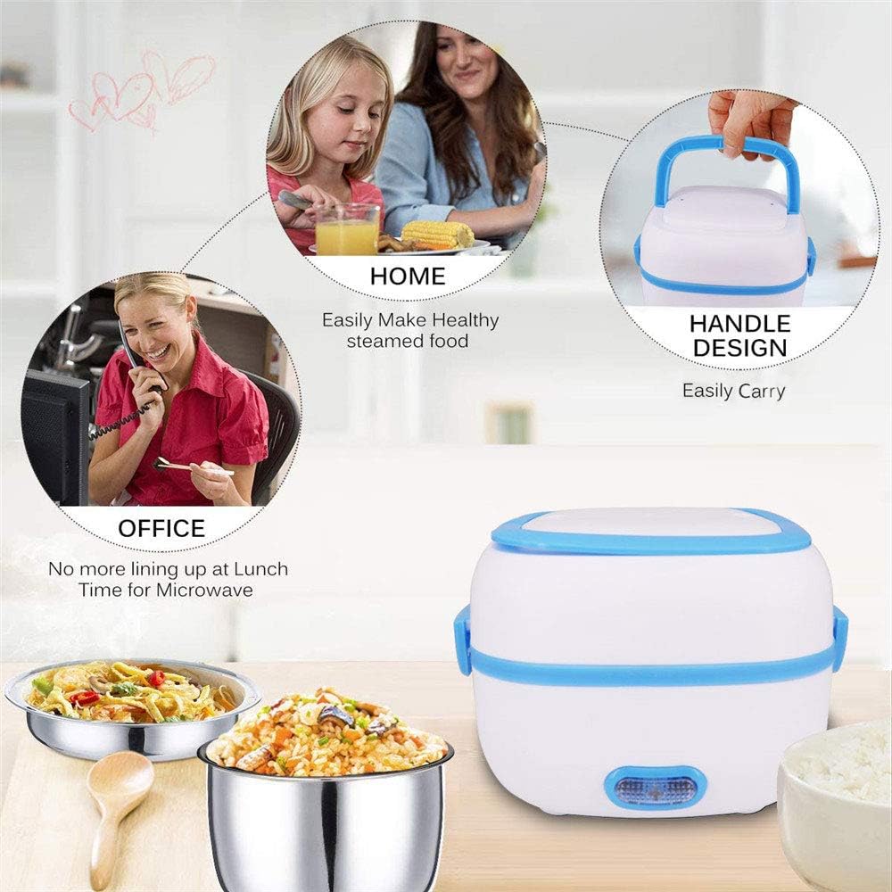 Customize Electric Lunch Box Portable Food Warmer Food Heating Lunch Box Removable Food-Grade Stainless Steel Compartments, 220V 200W, for Car, Truck, office 