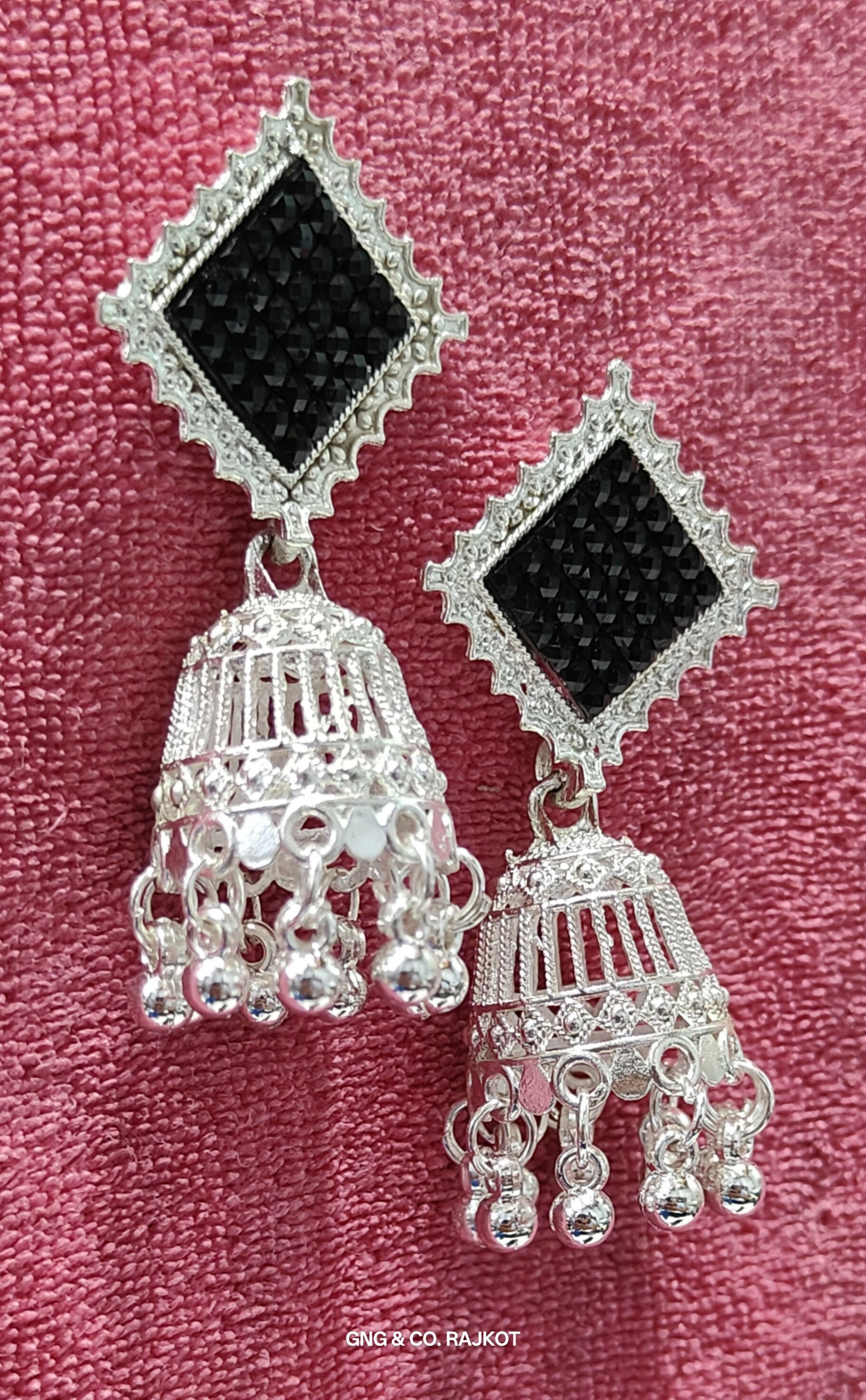White Gold Square Jhumka