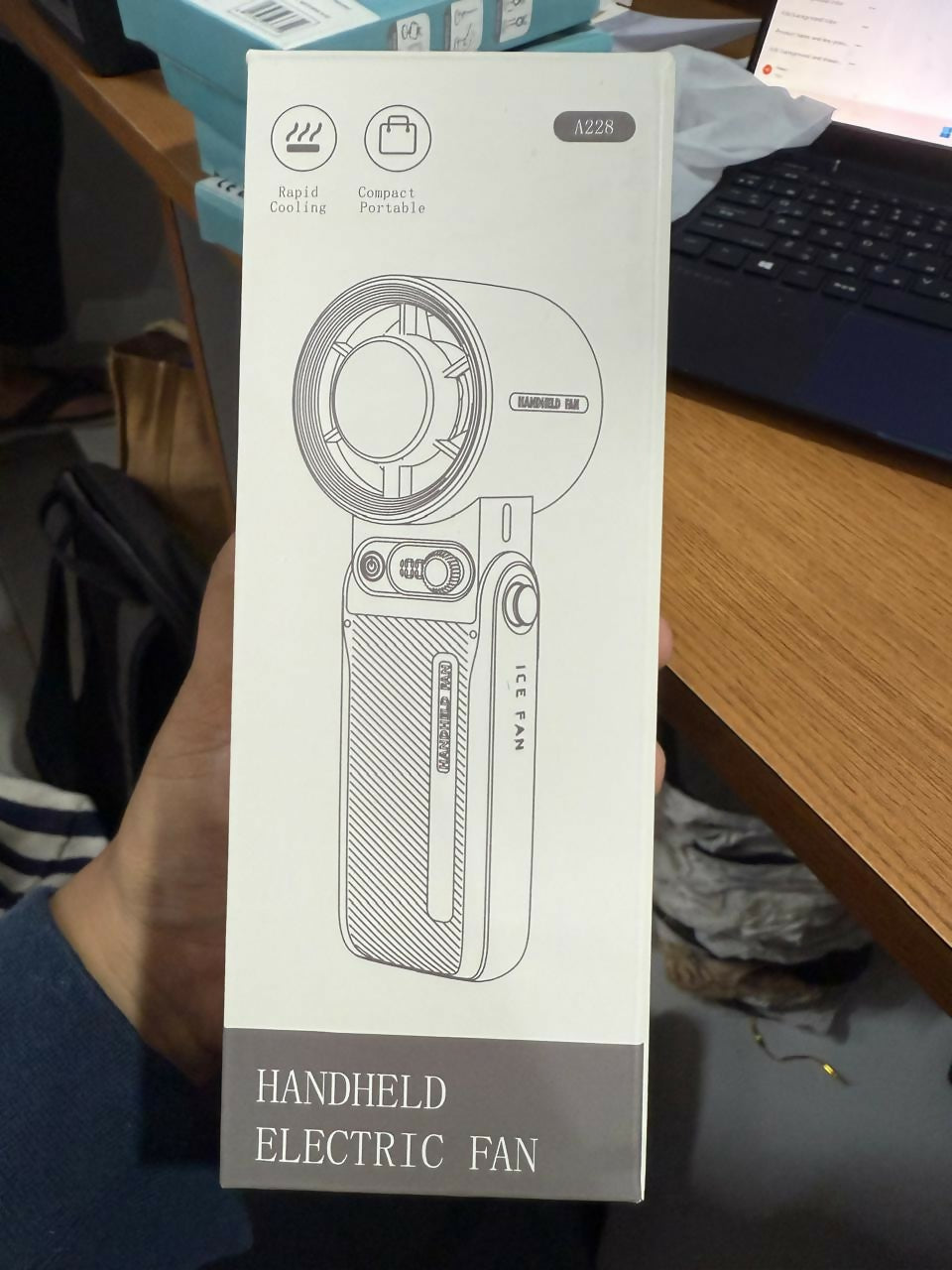 Portable Handheld Ice Fan with Cooling Metal Plate | 6000mAh Rechargeable Battery | 0-199 Speed Levels | USB Rechargeable Mini Fan with Digital Display | Foldable Desk & Travel Fan for Outdoor, Home & Office