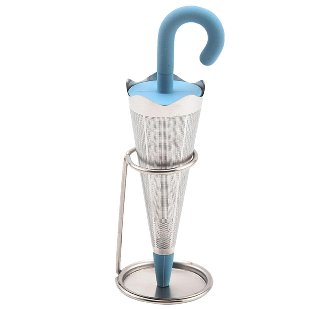 Reusable Cute Umbrella Tea Strainer With Tray / Stand (1 Pc)