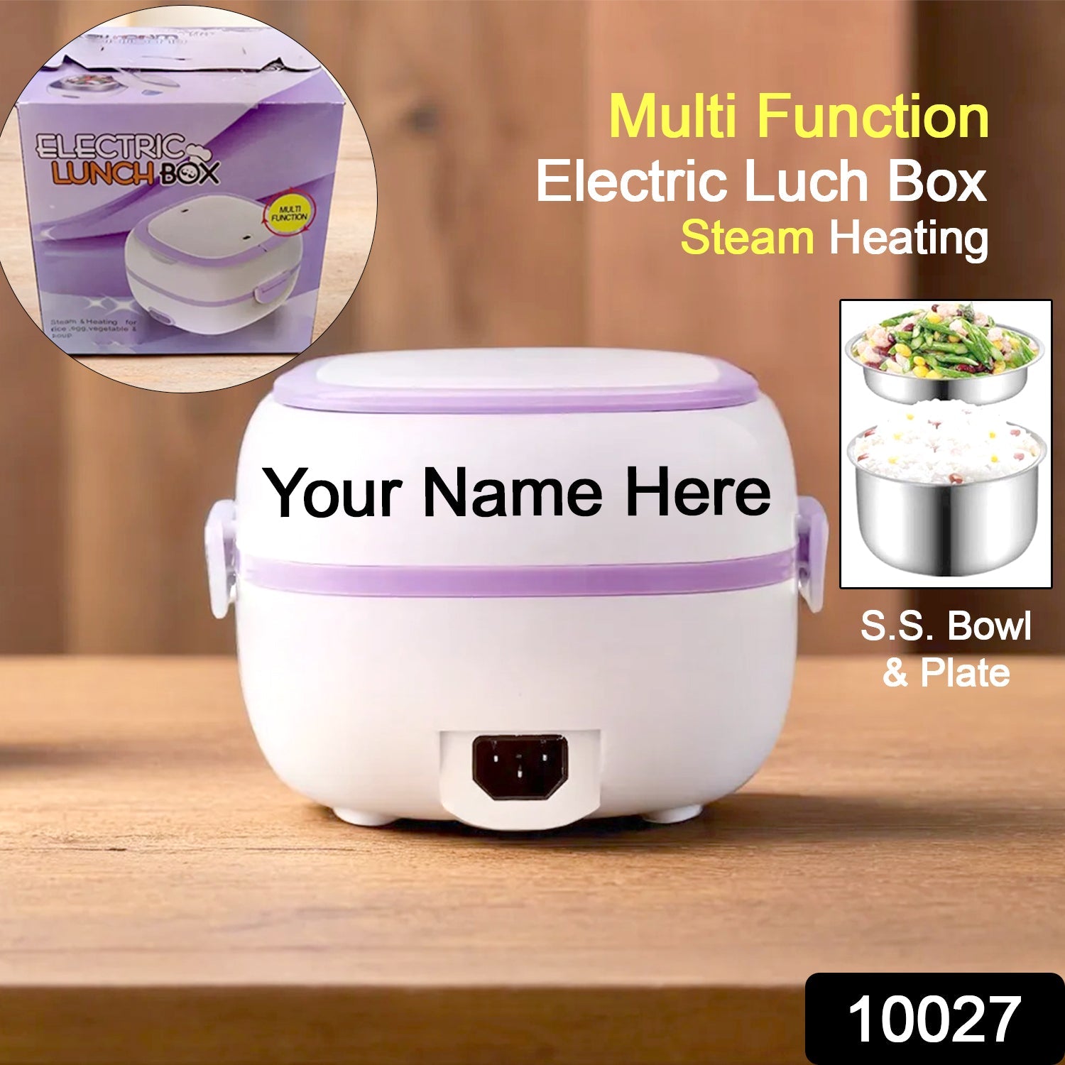 Customize Electric Lunch Box Portable Food Warmer Food Heating Lunch Box Removable Food-Grade Stainless Steel Compartments, 220V 200W, for Car, Truck, office 