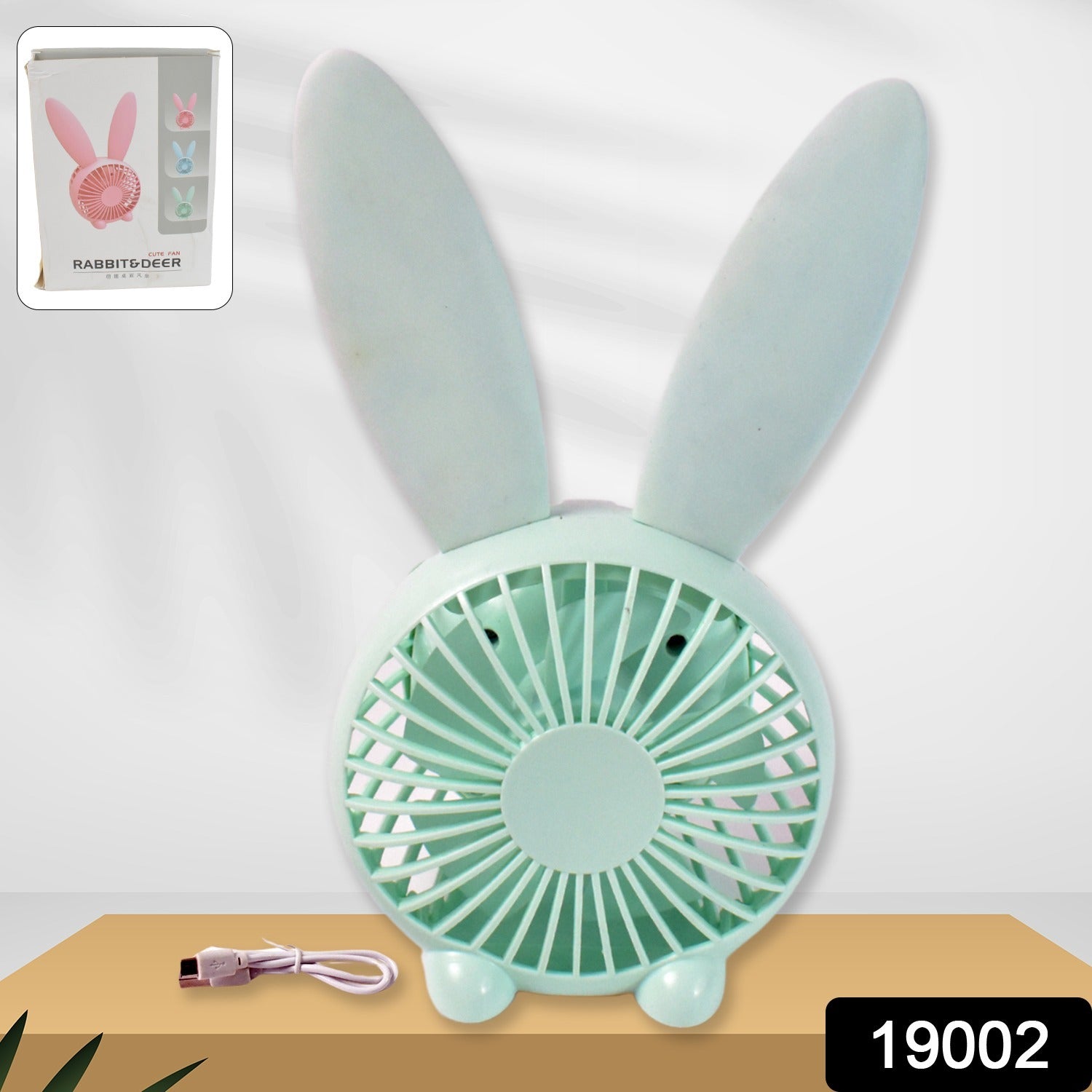 Cute Rabbit USB Desk Fan for Kids & Camping (1 Pc, Plastic, Mist Air)