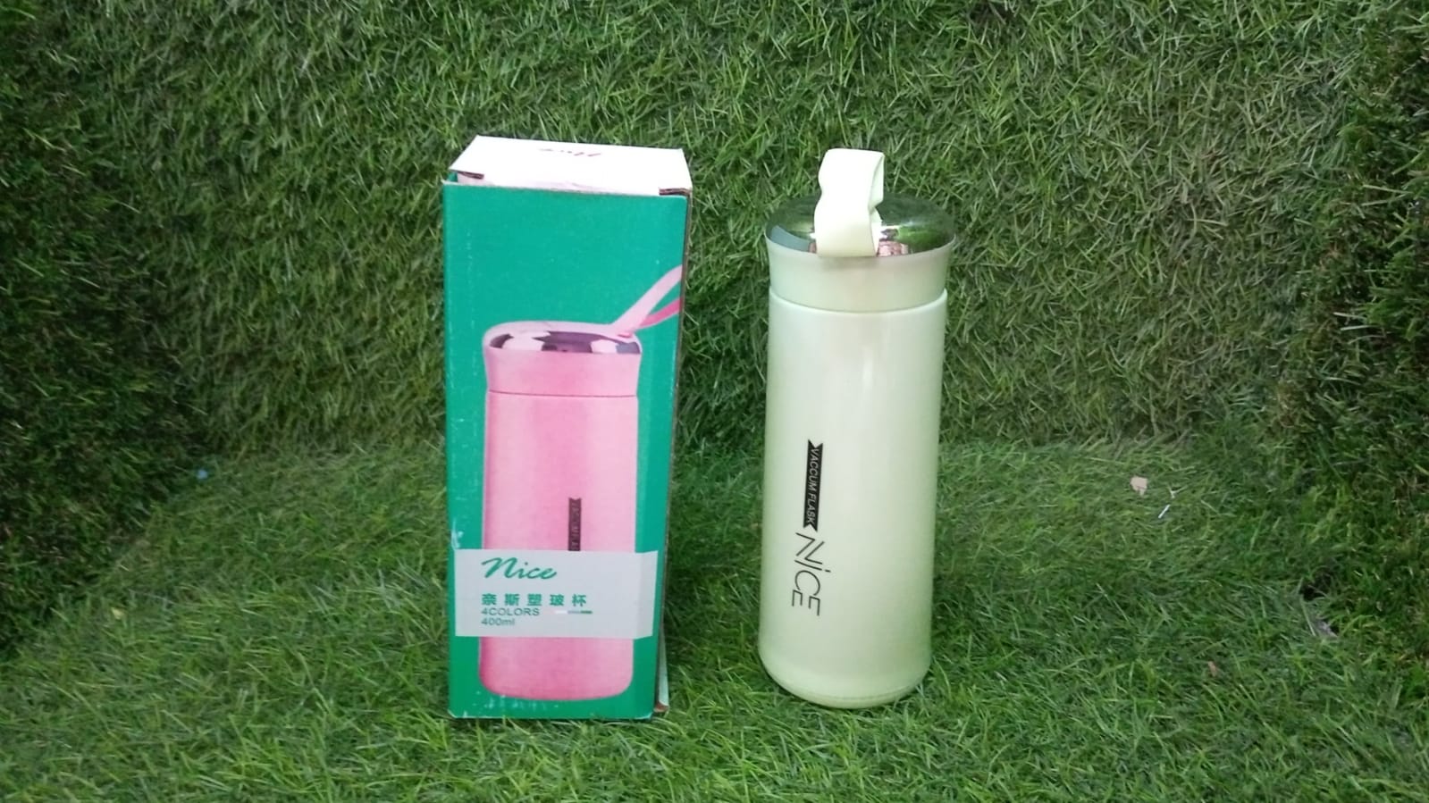 Water bottle 400ml leak proof, glass water bottle with daily water intake for gym and children, Nice Bottle (1 pc /Mix Color)