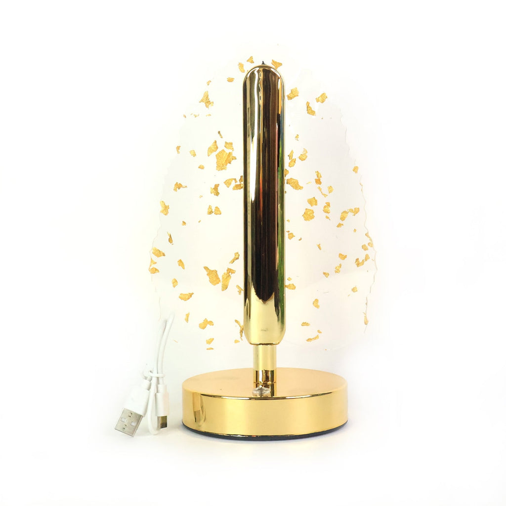 Premium Golden Crystal Leaf-Shaped LED Table Lamp (1 Pc)