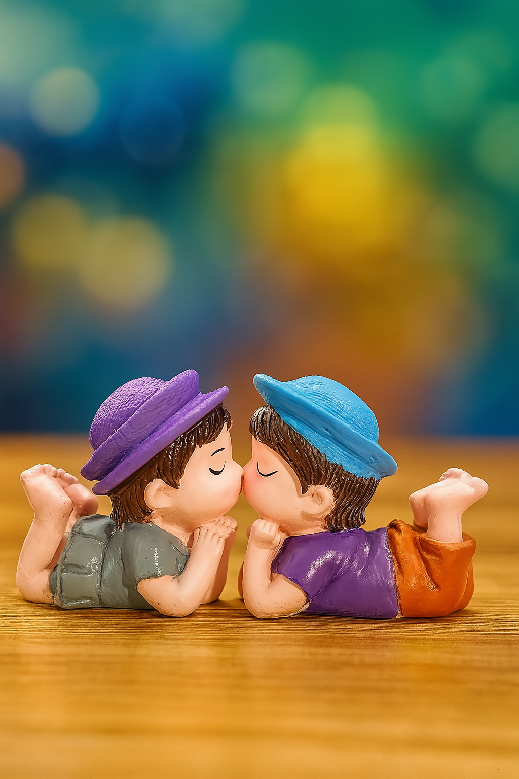 Cute Romantic Couple Miniature Showpiece | Boy and Girl Kissing Figurine