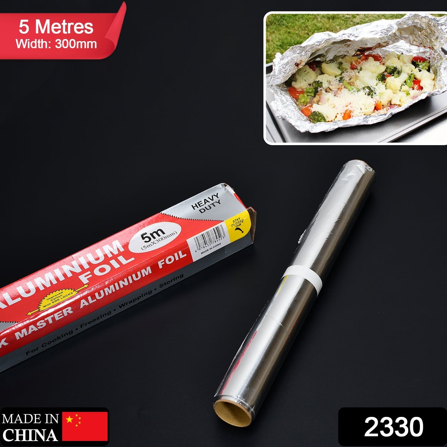 Aluminum Foil Roll Heavy Duty Non Stick Thick Aluminum Foil Sheet Baking Grilling Tool (5mX300mm)