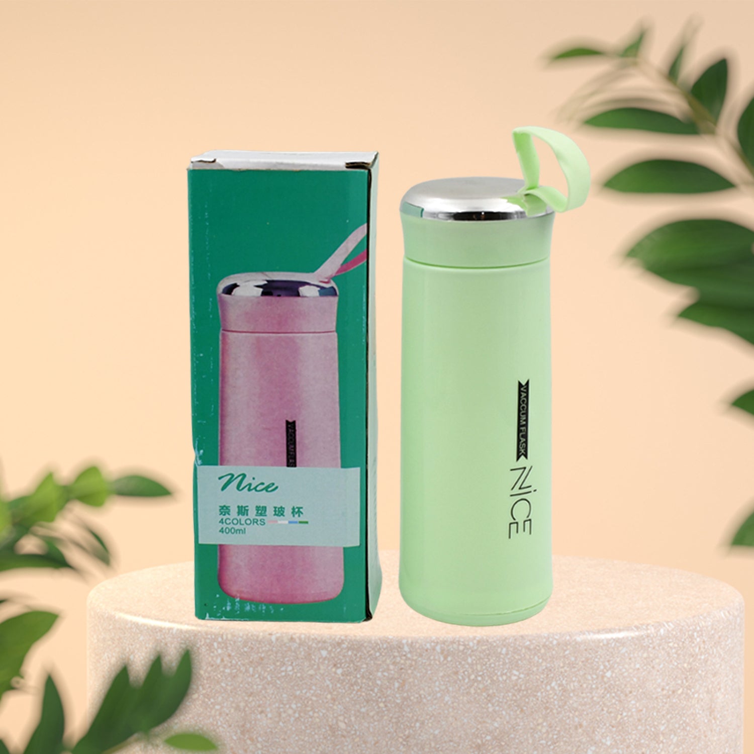 Water bottle 400ml leak proof, glass water bottle with daily water intake for gym and children, Nice Bottle (1 pc /Mix Color)