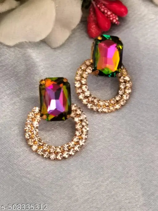 Combo of Red and Multicolored Partywear Earstuds