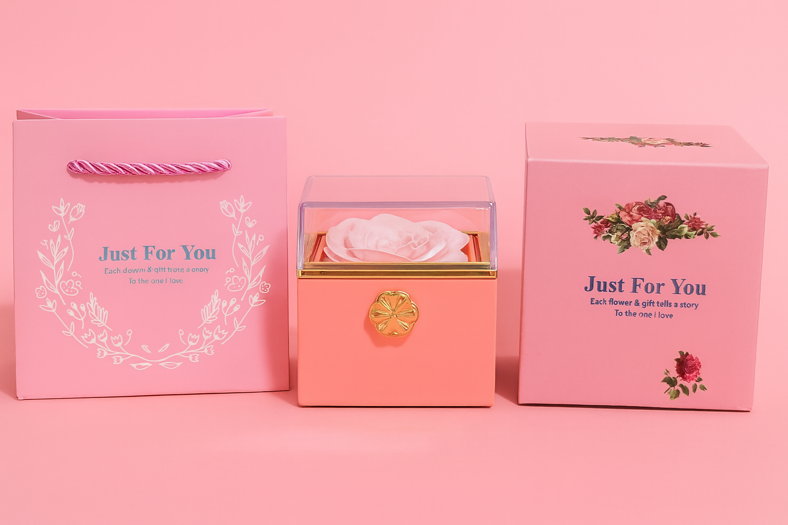 Luxury Preserved Rose Gift Box with Jewelry Drawer – Elegant Eternal Rose in Transparent Display Case with Gold Knob, Premium Pink Packaging with Gift Bag & Floral Box – Romantic Gift for Girlfriend, Wife, Mom, Anniversary, Valentine’s Day