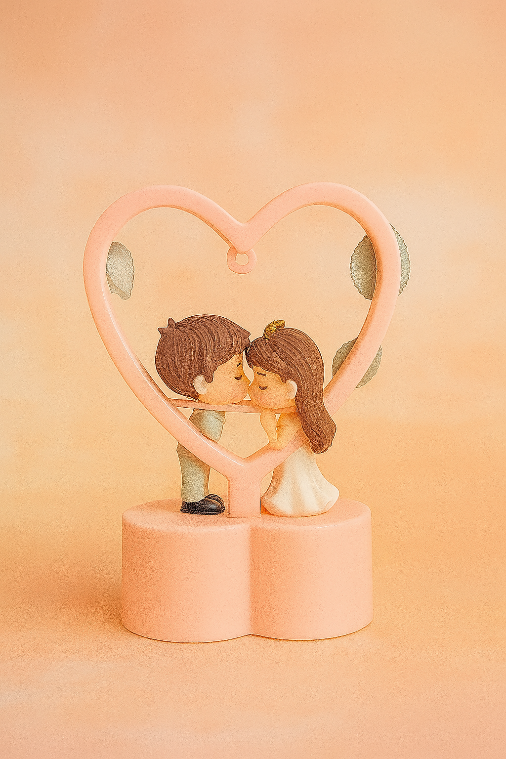 Romantic LED Couple Showpiece with Heart Frame and Crystal Charms | Wedding Anniversary Gift | Love Couple Figurine Night Lamp for Home Decor