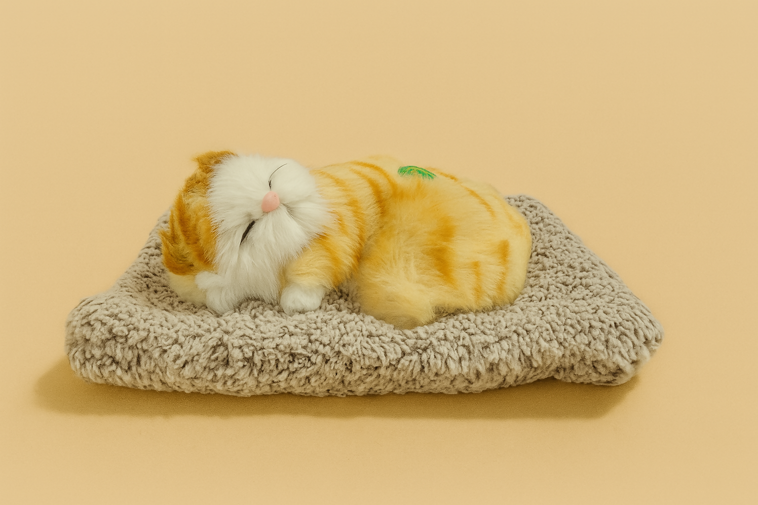 Realistic Sleeping Cat Toy for Car Dashboard Decoration – Soft Plush Pet Figurine with Bed | Lifelike Motionless Cat Model for Home, Office, Gift & Animal Lovers (Orange Tabby)