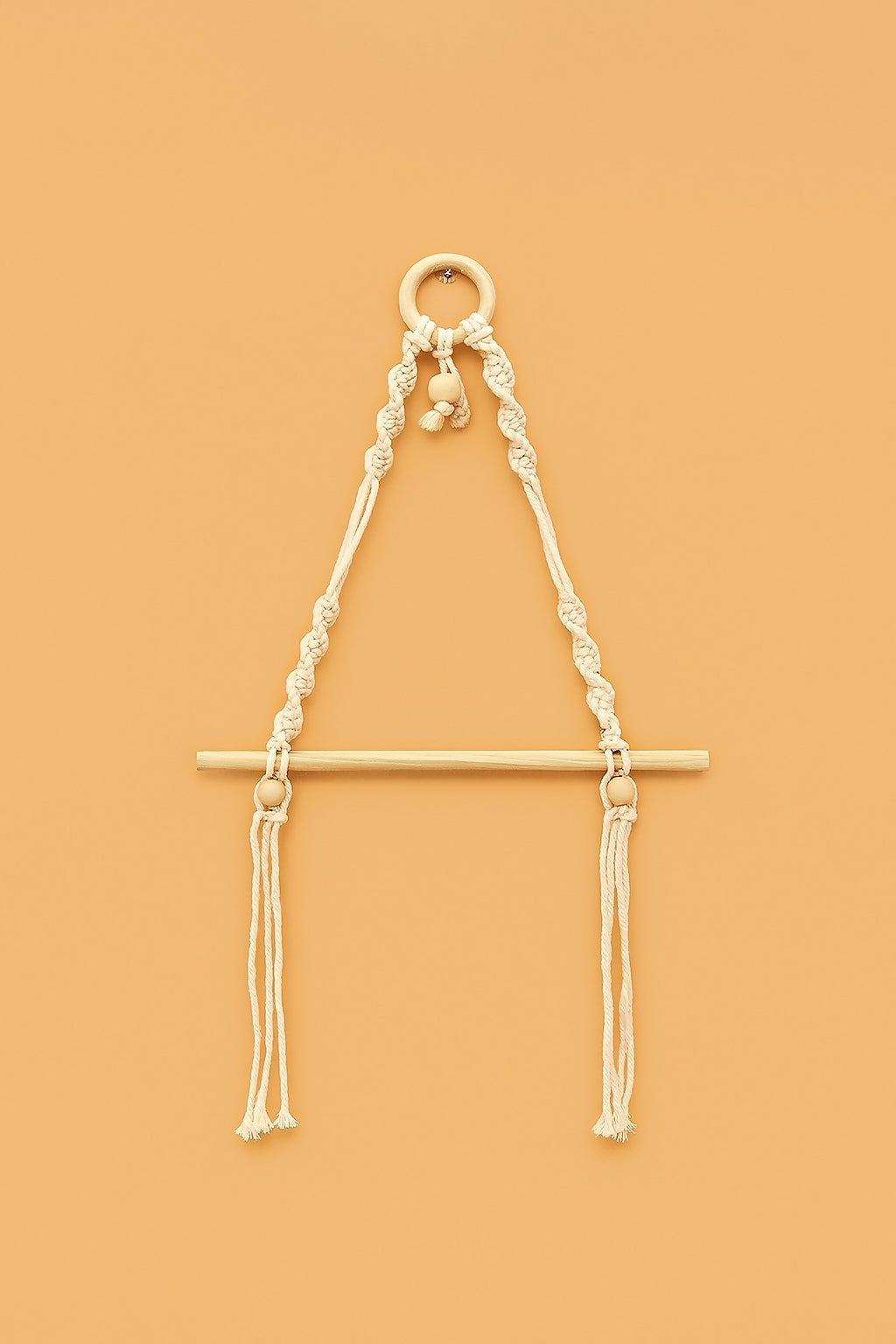 HOME DECOR Handmade Macrame Towel Hanger with Wooden Ring and Rod – Boho Style Cotton Rope Wall Mount Holder for Bathroom, Kitchen & Wash Basin (Eco-Friendly, Space-Saving Design)