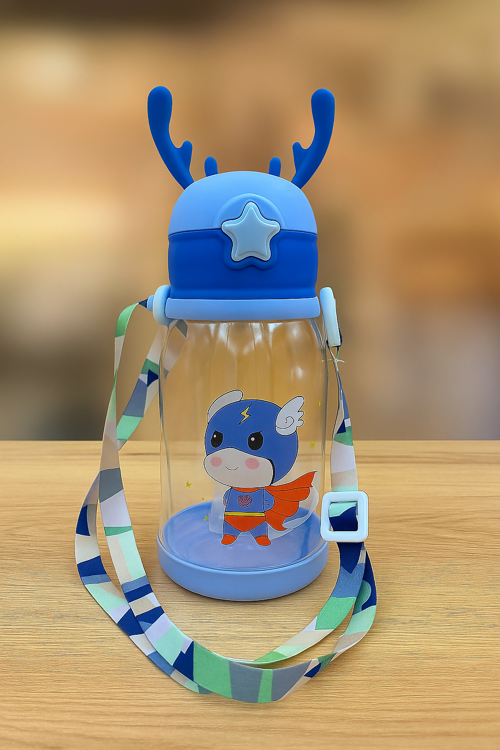 Kids Water Bottle – BPA-Free with Strap & Antler Lid Cute Sipper Water Bottle with Straw Shoulder Strap Leakproof Deer Design Water Bottle for Students Best Birthday Return Gifts