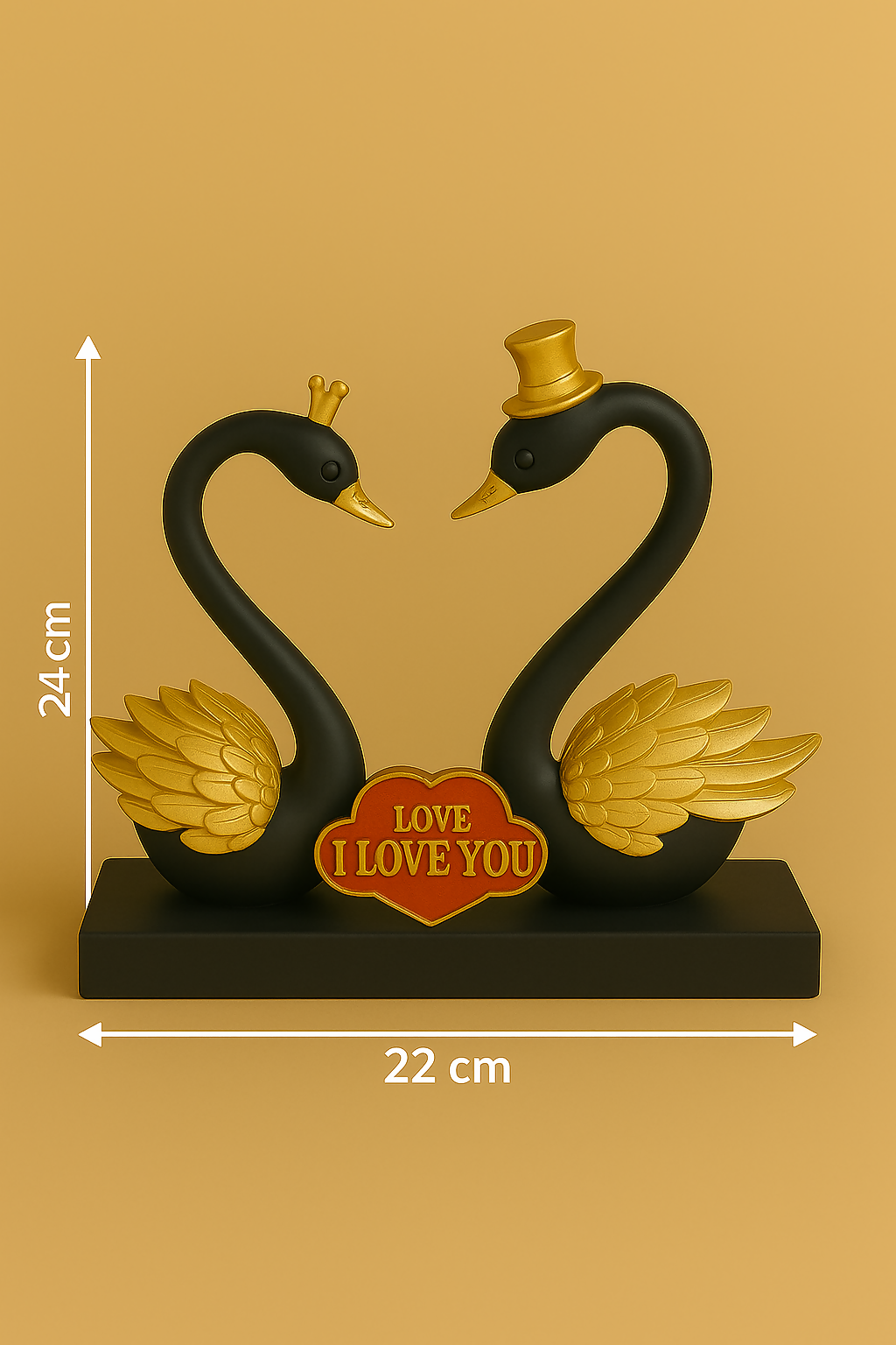 HOME DECOR Elegant Black Swan Couple Figurine – "I Love You" Romantic Home Decor Showpiece