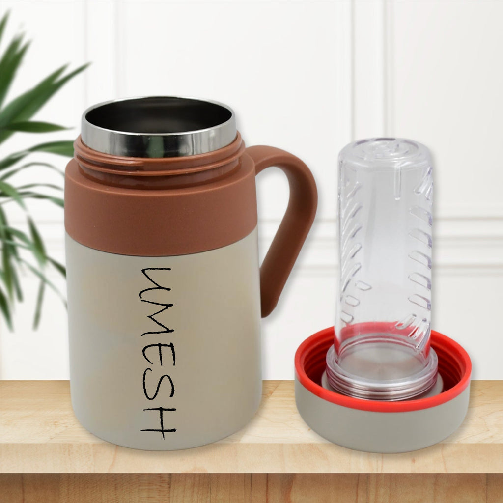 Customize Stainless Steel Mug / Bottle Vacuum Insulated Cup with Handle & Small cup, Tumbler (550 ML)