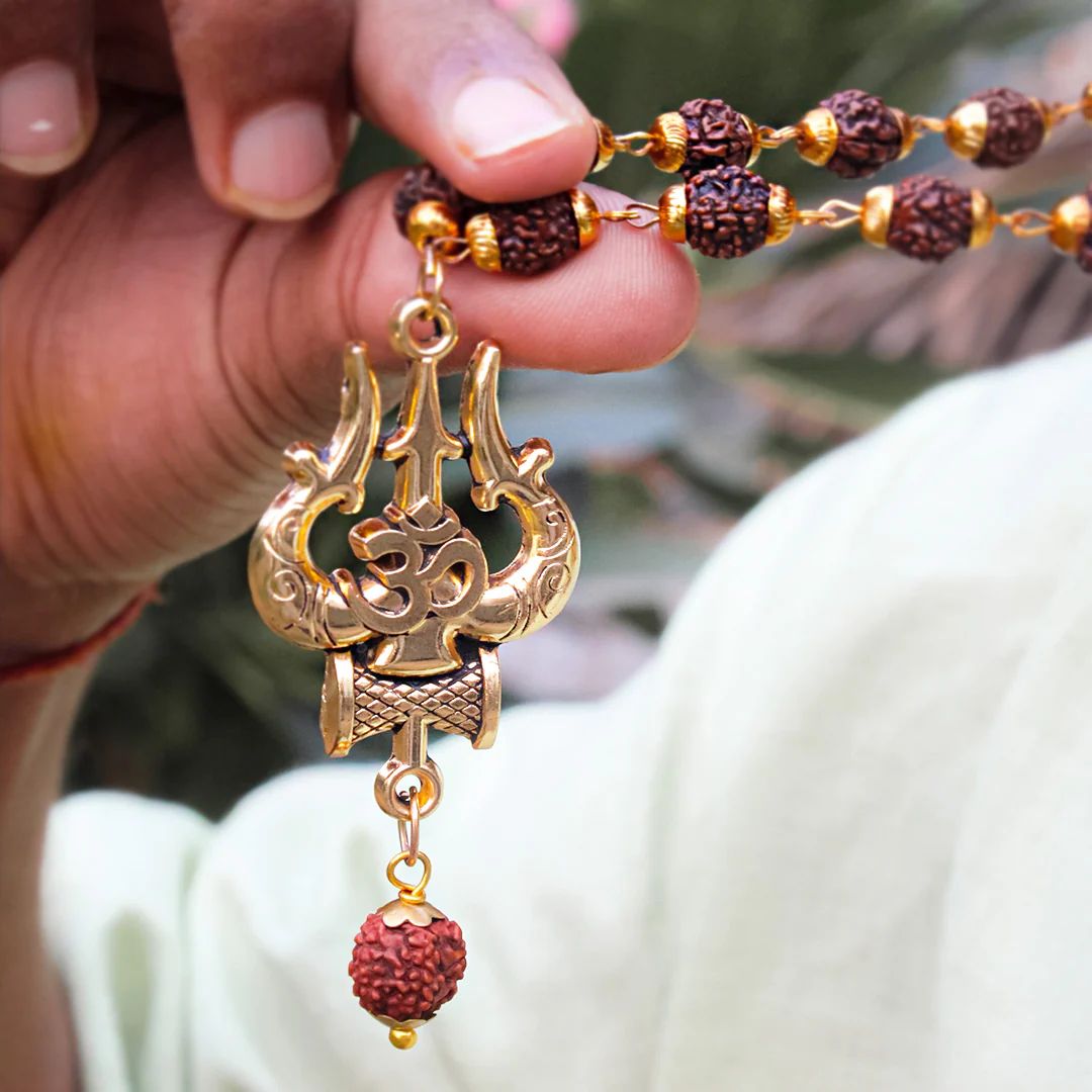 OM Shiva Trishool Rudraksha Necklace 54 Beads