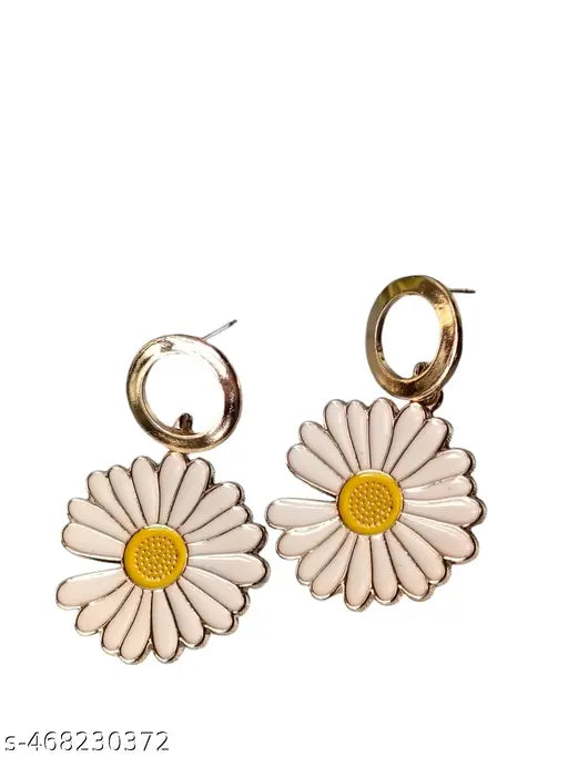 Goldplated Floral Sunflower Earrings with Different Shaped Tops