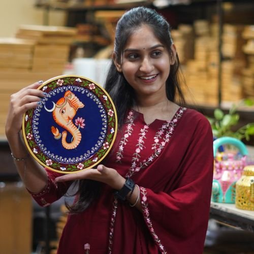 Hand-Painted Ganesha Pichwai Wall Plate