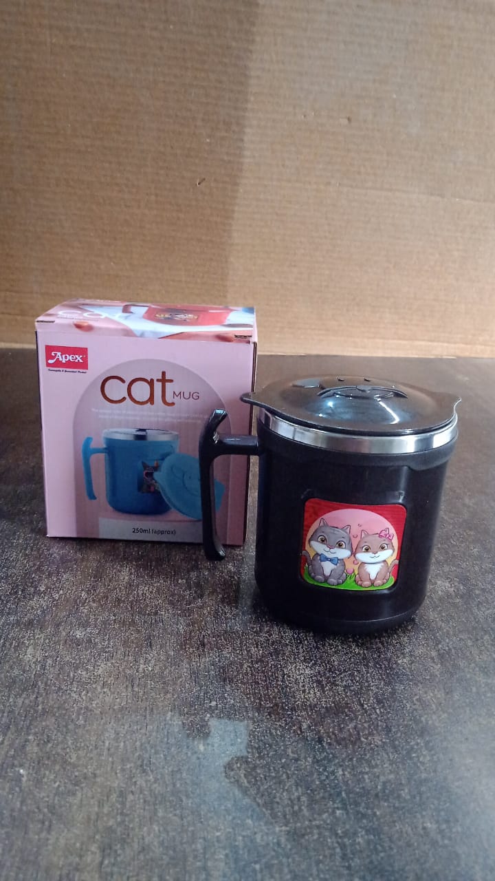 Customize 1 Pc Apex Cat Mug – 250 ml Stainless Steel Insulated Inner with Cute Cat Print