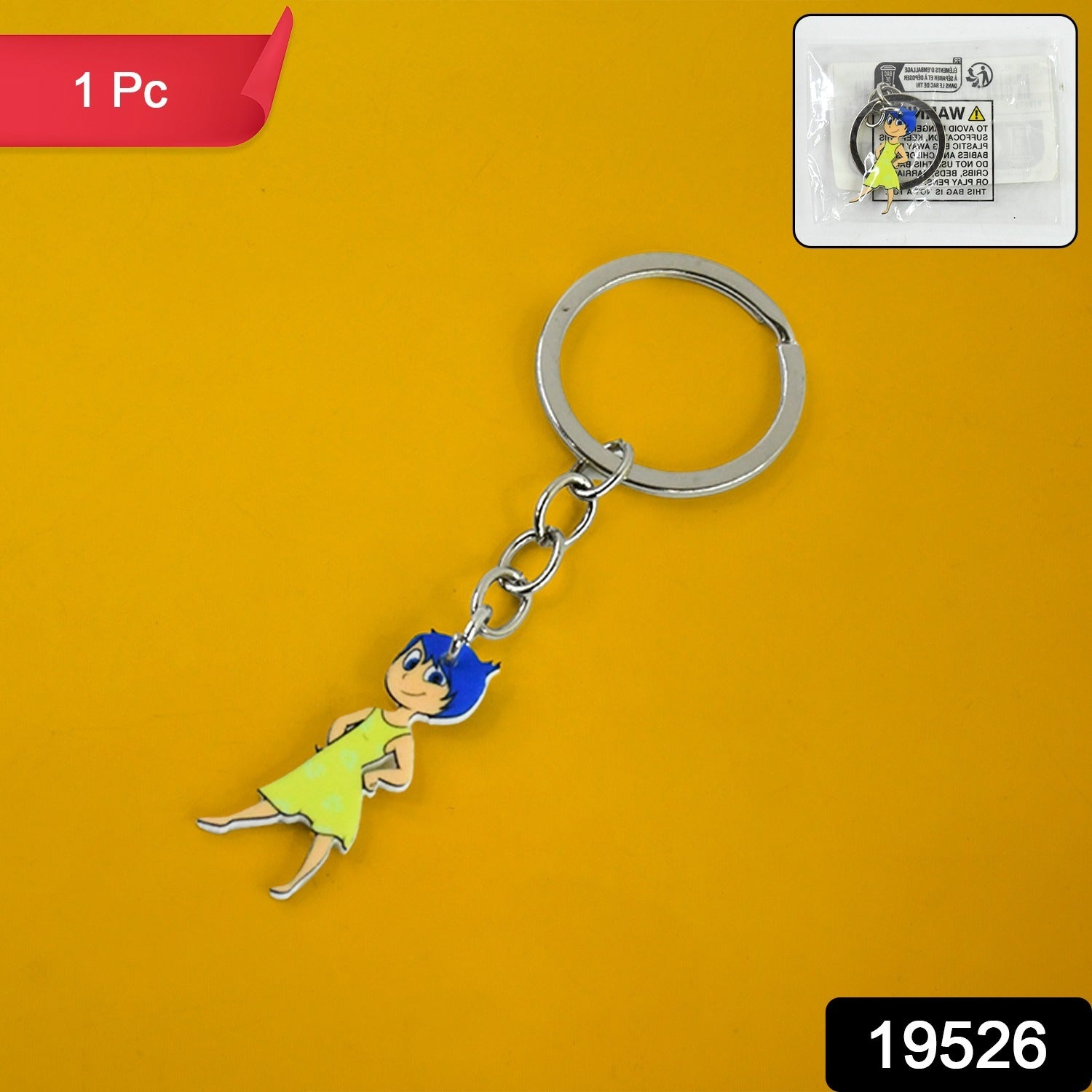 Cartoon Character Soft PVC Keychain with Haired Girl Design (1 Pc)